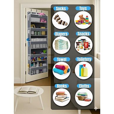 Over Door Hanging Organizer with 5 Large and 10 Mesh Pockets set of 2
