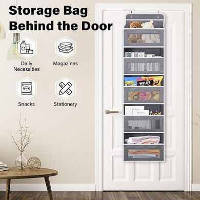 Over Door Hanging Organizer with 5 Large Mesh Pockets Storage set of 2