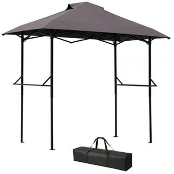 Pop-Up Grill Gazebo with Ventilated Canopy and Side Shelves