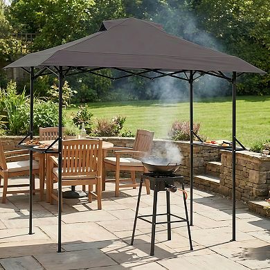 Pop-Up Grill Gazebo with Ventilated Canopy and Side Shelves