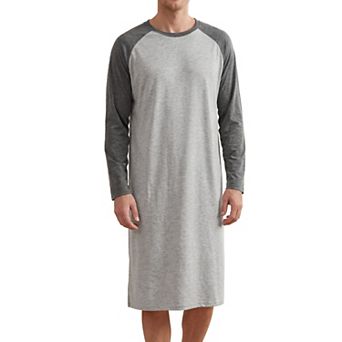 Men's Soft Loose Lightweight Round Neck Raglan Sleeve Nightshirt Sleepwear