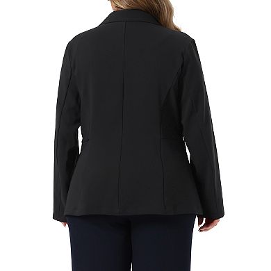 Women's Plus Size Casual Blazer Lapel Collar Single Button Long Sleeve Work Blazer Suit Jacket