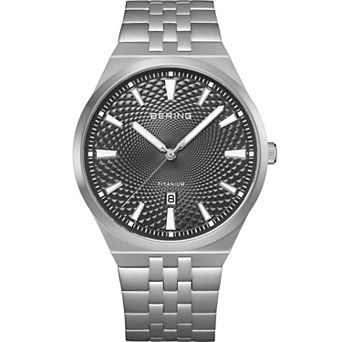 BERING Men's 41mm Brushed Titanium Case & Bracelet Analog Watch - 16141