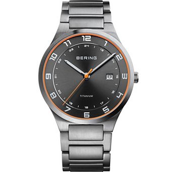 BERING Men's 39mm Titanium Matte & Brushed Link Bracelet Watch - 15139