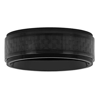 Steel Nation Men's Ion-Plated Titanium Carbon Fiber Wedding Band Ring