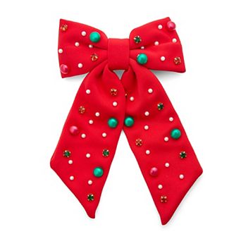 Emberly Holiday Embellished Bow Hair Clip