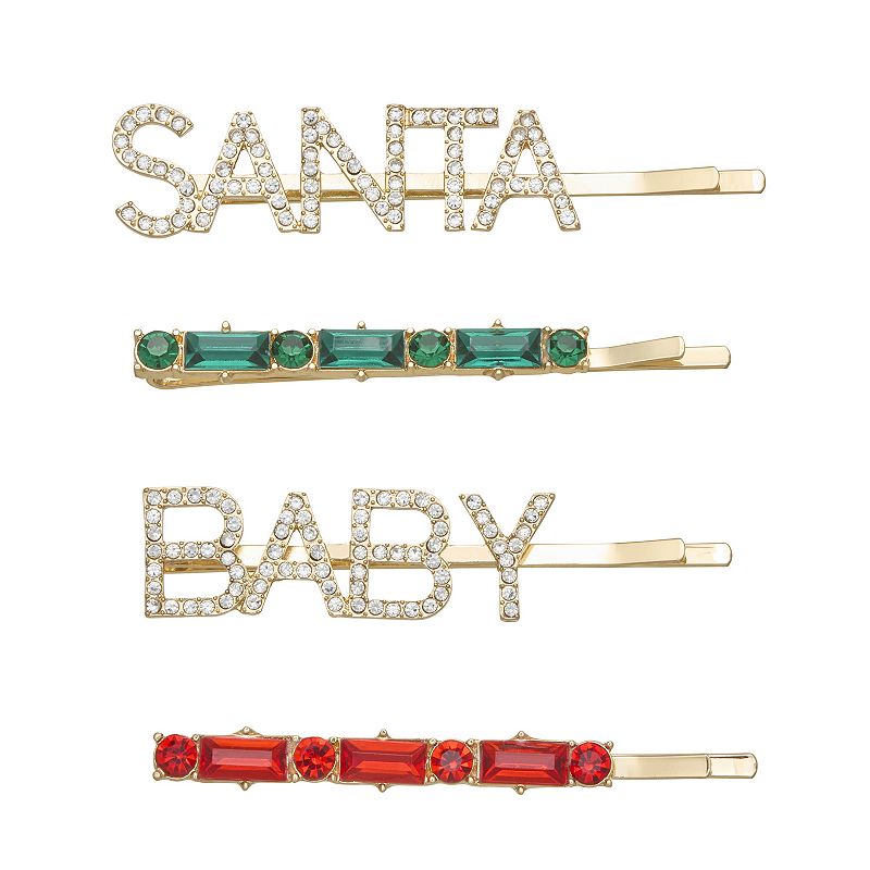 Emberly Santa Baby Bobby Pin Set, Multi
