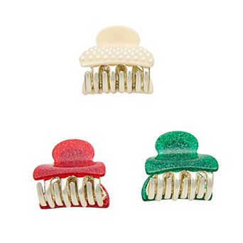 Emberly Holiday Mini Glitter Claw Hair Clip 3-Pack