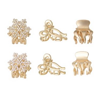 Emberly Holiday Gold Tone Embellished Mini Claw Hair Clip 6-Pack