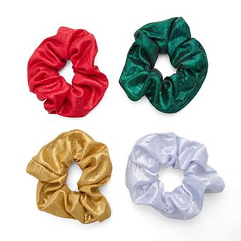 Emberly Holiday Satin Scrunchie Hair Tie Set 4-Pack