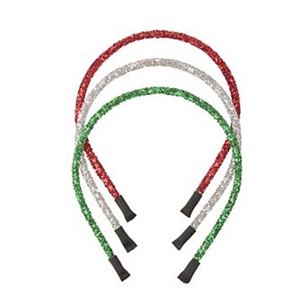 Emberly Holiday Glitter Headbands 3-Pack