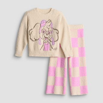 Baby & Toddler Girl Paw Patrol Smiley Skye Holiday Plush Long Sleeve Pullover & Pants Set