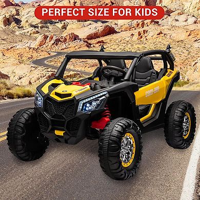 24V Ride On Toys, 2-Seater UTV with Remote Control, 4WD Powerful Electric Vehicle with 4 Shock