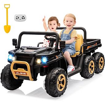 24 Volt Kids Utv Ride On Truck with Electric Dump Bed, 2 Seater Ride On Dump Truck Car for Kids