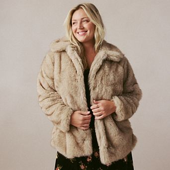 Plus Size LC Lauren Conrad Faux Fur Midi Jacket