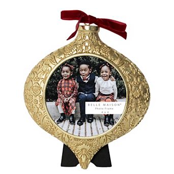 Elegant Christmas Ornament-Shaped Picture Frame Table Decor