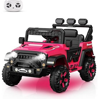12V Ride on Truck with 3 Speeds, Parent Remote Control Kids Electric Car,LED Lights & Battery