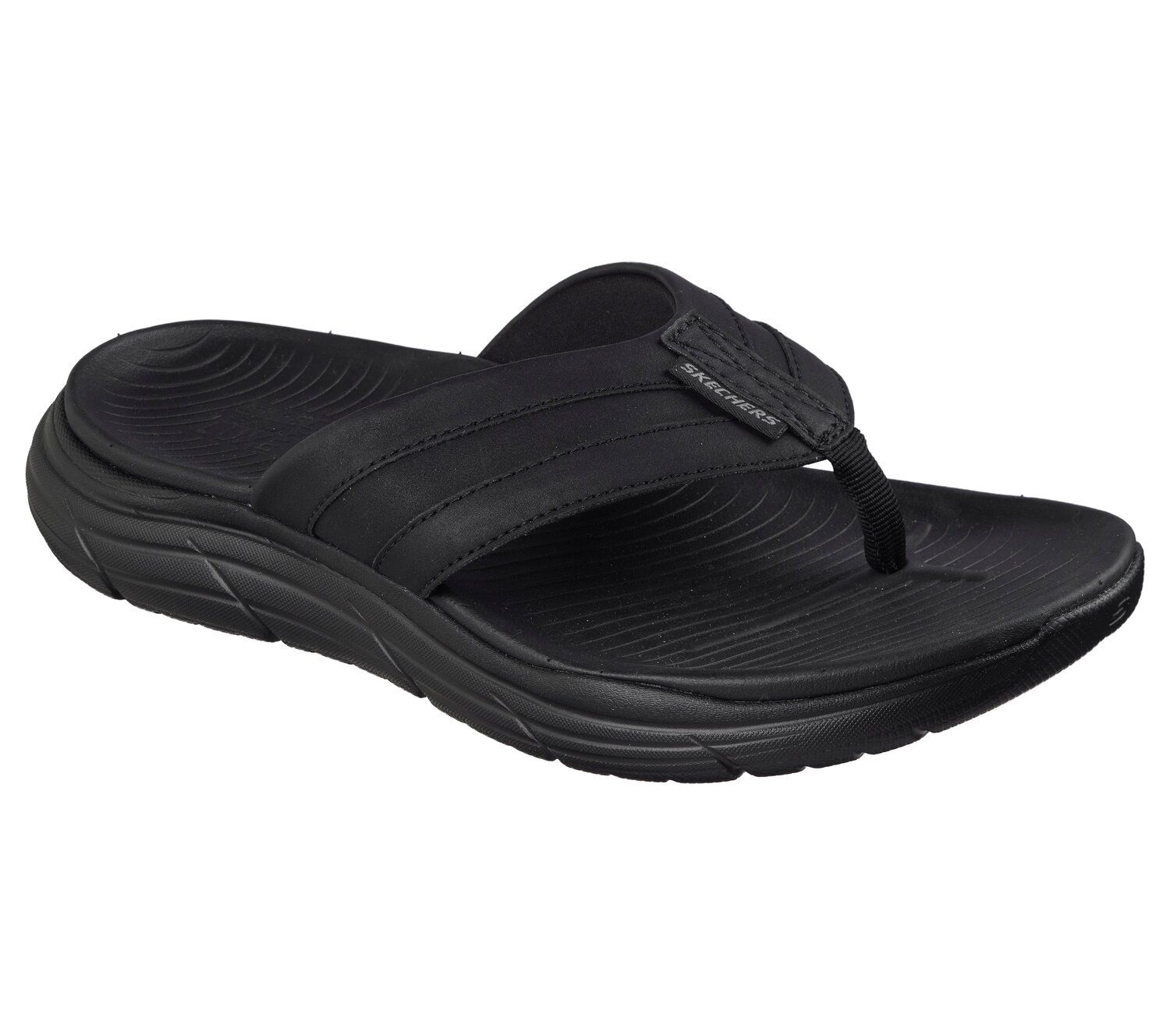 Мужские сандалии Skechers Relaxed Fit® Cushioned Thong, цвет: Чёрный — фото 1