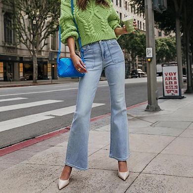 Women's Stretch Button Zip Long Pants Bootcut Jeans