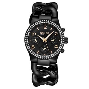Chelsea 5013A 38mm Crystal Studded Chain Watch with Brushed Finish Dial