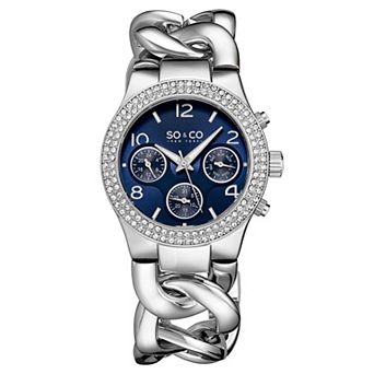 Chelsea 5013A 38mm Crystal Studded Chain Watch with Brushed Finish Dial