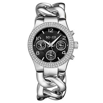 Chelsea 5013A 38mm Crystal Studded Chain Watch with Brushed Finish Dial