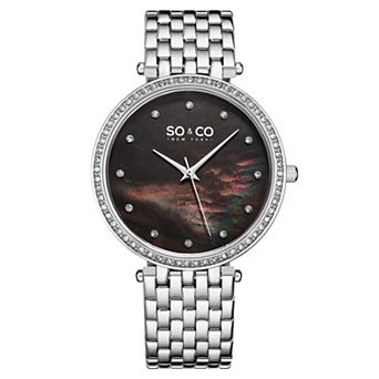 Lenox 5334-qt Watch Crystal Studded Bezel, MOP Dial, Dauphine Hands, Crystal Markers,