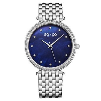 Lenox 5334-qt Watch Crystal Studded Bezel, MOP Dial, Dauphine Hands, Crystal Markers,