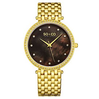 Lenox 5334-qt Watch Crystal Studded Bezel, MOP Dial, Dauphine Hands, Crystal Markers,