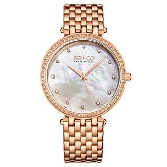 Lenox 5334-qt Watch Crystal Studded Bezel, MOP Dial, Dauphine Hands, Crystal Markers,
