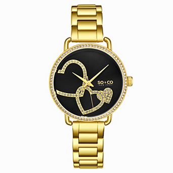 Madison 5577 38mm Crystal Studded Watch with Heart Shaped Accents