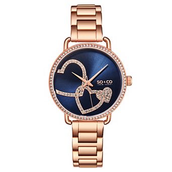 Madison 5577 38mm Crystal Studded Watch with Heart Shaped Accents