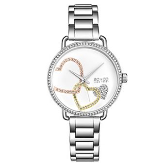 Madison 5577 38mm Crystal Studded Watch with Heart Shaped Accents