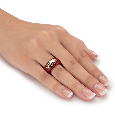 Round Red Jade 10k Yellow Gold Elephant Ring Band
