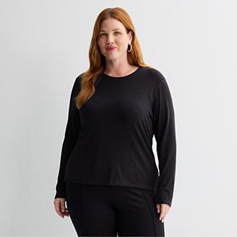 Plus Size Nine West Long Sleeve Crewneck Tee