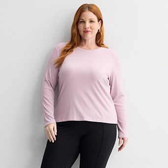 Plus Size Nine West Long Sleeve Crewneck Tee