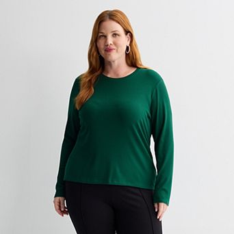 Plus Size Nine West Long Sleeve Crewneck Tee