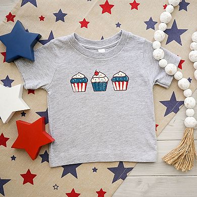 The Juniper Shop Patriotic Cupcakes Toddler Short Sleeve Tee