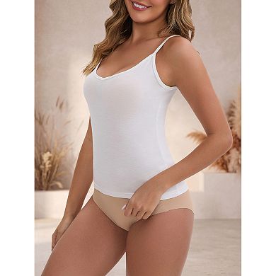 3 Packs Women's V Neck Spaghetti Straps Camisole Lightweight Unpadded Loose Fit Solid Basic Tank Top