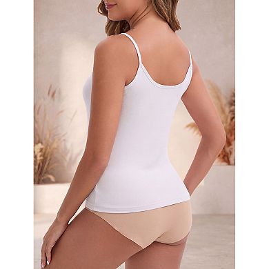 3 Packs Women's V Neck Spaghetti Straps Camisole Lightweight Unpadded Loose Fit Solid Basic Tank Top