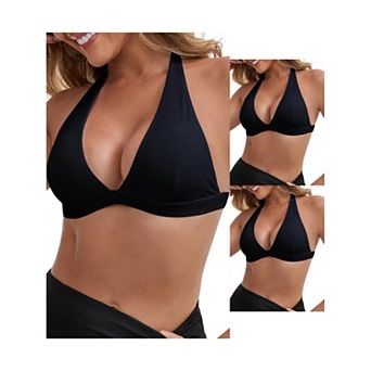 3 Packs Women's Halter Neck Plunge Wirefree Sports Bras Backless Cozy Workout Fitness Bralette