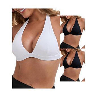 3 Packs Women's Halter Neck Plunge Wirefree Sports Bras Backless Cozy Workout Fitness Bralette