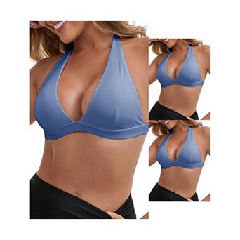 3 Packs Women's Halter Neck Plunge Wirefree Sports Bras Backless Cozy Workout Fitness Bralette