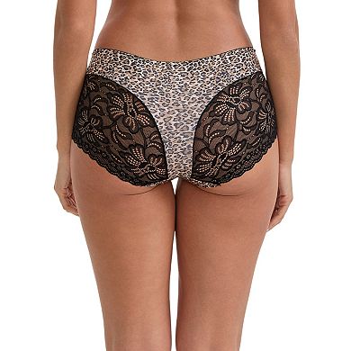 3 Packs Women's Lace Leopard Print Hip-Lifting Tummy Control Mid Rise Panties FullCoverage Boyshorts