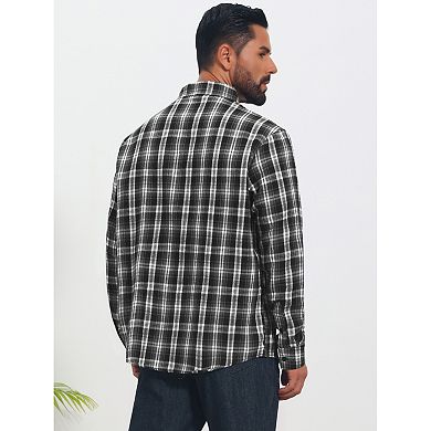Men's Plaid Shirt Long Sleeve Button Down Lightweight Vintage Casual Shirts