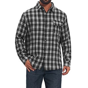 Men's Plaid Shirt Long Sleeve Button Down Lightweight Vintage Casual Shirts