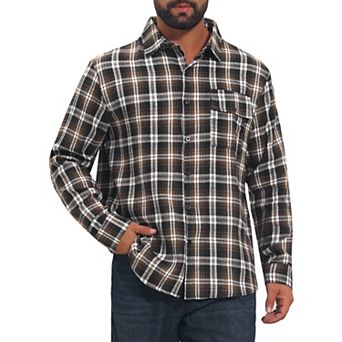 Men's Plaid Shirt Long Sleeve Button Down Lightweight Vintage Casual Shirts