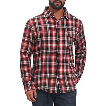Men's Plaid Shirt Long Sleeve Button Down Lightweight Vintage Casual Shirts
