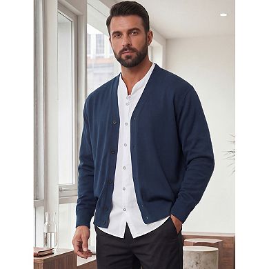 Men's Cardigan Sweater Lightweight Button Down Long Sleeve V Neck Casual Sweaters