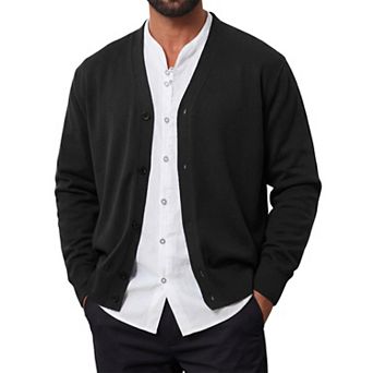 Men's Cardigan Sweater Lightweight Button Down Long Sleeve V Neck Casual Sweaters